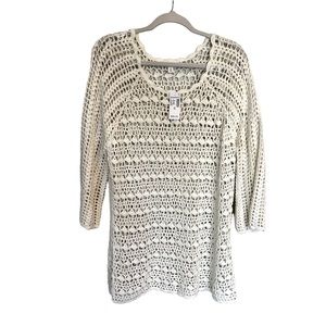 Westport Ivory Open-stitch/crochet sweater Size XL